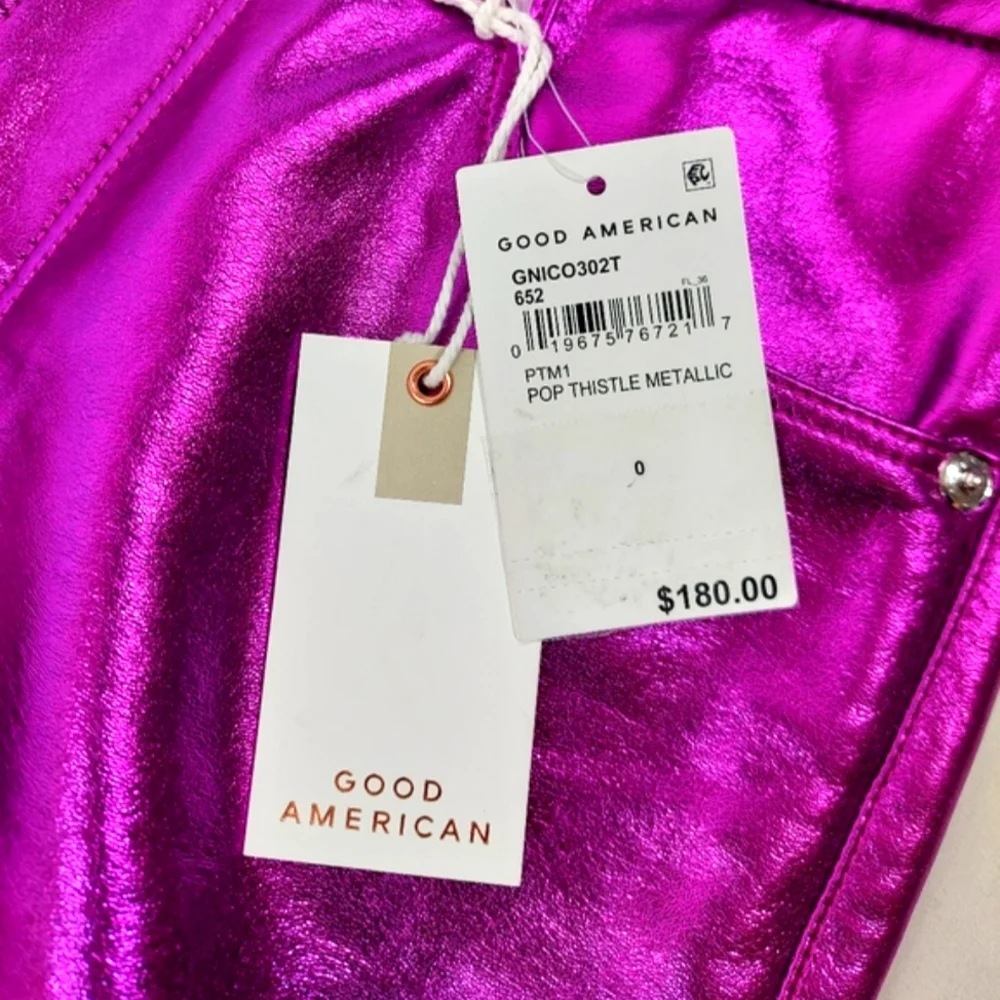 Good American Good Iconic Pop Thistle Metallic Faux Leather Pants